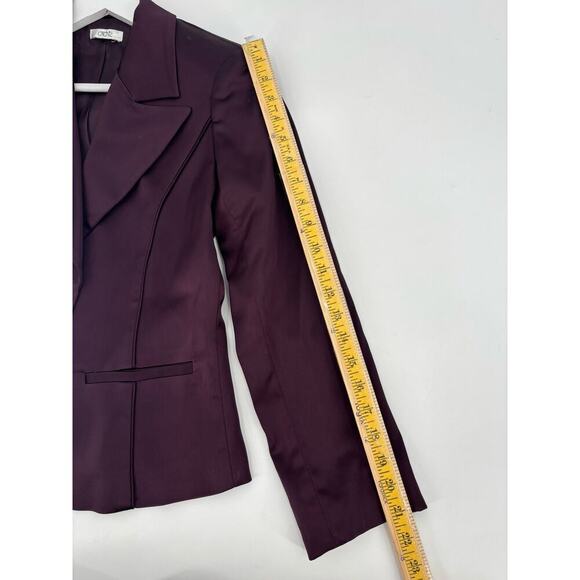 Cache Vintage Blazer Womens Small Burgundy Purple Satin Rhinestone Jacket Button - Picture 16 of 16